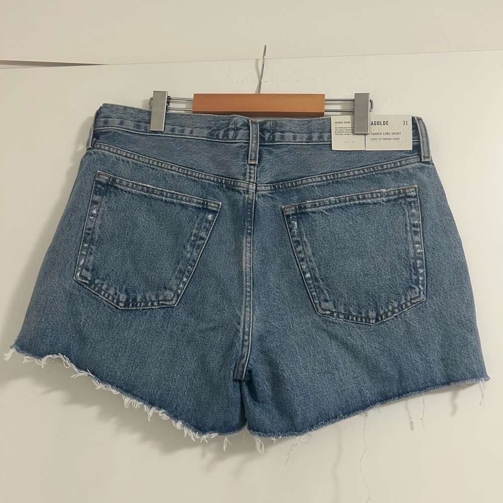 AGOLDE Parker Denim Cutoff Shorts Size 31 NWT High Rise Button Fly Distressed - Picture 3 of 8